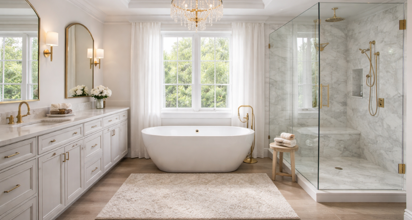 Custom bathroom design adds value through luxury fixtures
