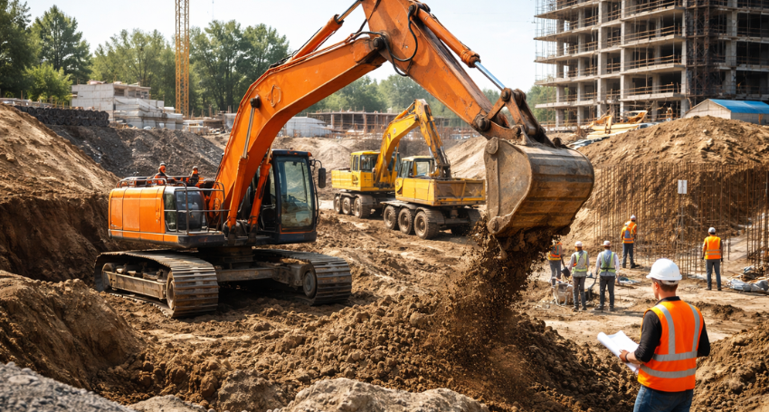 Professional excavation team ensuring site preparation